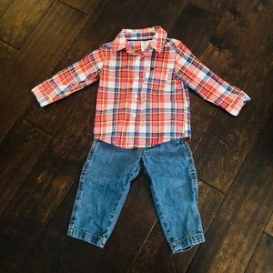 Boys 12mths denim and shirt set